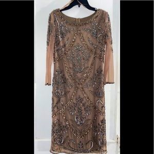 A short sequin dress